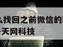 换手机了怎么找回之前微信的聊天记录-{技术在线接活}-天网科技